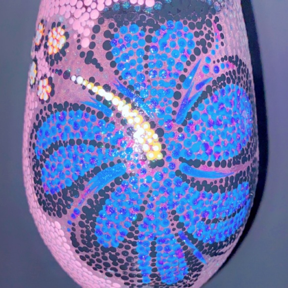 Custom Painted Wine Glass (Flower) - Picture 2 of 5
